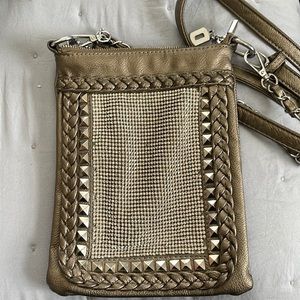 Jeweled gray crossbody purse